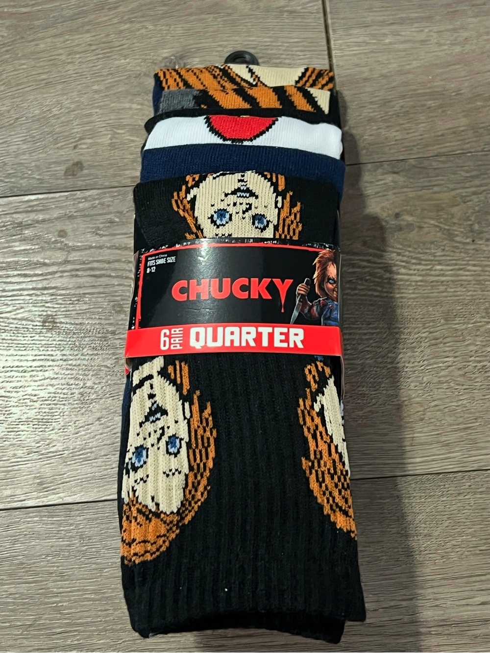 6 Pairs Chucky Quarter Socks Size 8-12 New